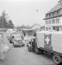Swiss trucks before leaving. 1944