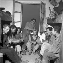 Italian workers at change of shifts, Oberaar power station 1951