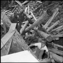 Land slide after heavy rains in La Cornallaz. 1950