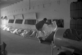 Letzigrund Stadium. construction of athletics track 1968