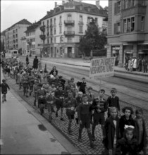 Gathering natural produce for Swiss donation, 1945