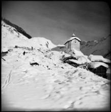 Graves of avalanche victims in the Lötschen valley. 1951