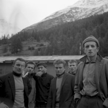Mattmark, construction equipment destroyed by glacial ice avalanche, 1965