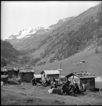 Farmers in the Turtmann Valley meet to donate cheese, 1940