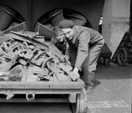 Railway workers in Erstfeld; 1957