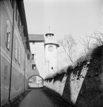 Village wall and gate in Haldenstein, 1942
