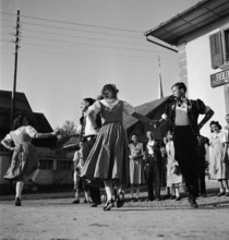 Dance at the Thanksgiving Festival La Bénichon in Treyvaux, 1943