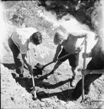 Young Swiss abroad build an alpine path; 1944