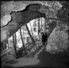 Visitors in the Kobelwald Crystal Cave; 1961