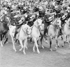 62nd MarchéConcours Saignelégier, mounted brass band Bern, 1965