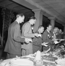 Buffet; company party, staff, 1951