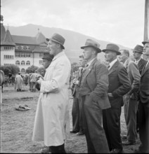 Horse market of ChaindonReconvilier, spectators, 1941