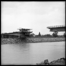 construction of a bridge over the Rhine; 1956