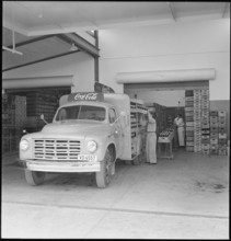 Lausanne, CocaCola delivery truck loaded; 1949