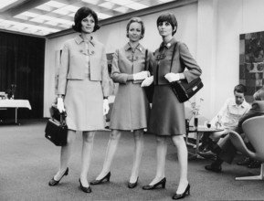 Hostesses in new Swissair uniforms, Kloten 1970