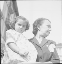 WWII: National border; little girl with woman, Chiasso around 1943