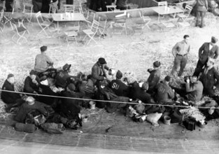 Interned Russians in the Hallenstadion Zurich; 1945