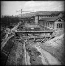 Letten power plant construction site, Zurich 1951