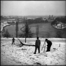 Rheinau power plant, first construction work in 1952