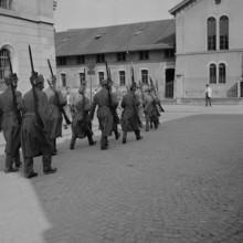 Newly drafted recruits, dressed and armed; 1940