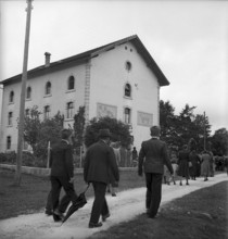 Breaking ground for the first temple of the Mormons in Switzerland, 1953