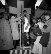 Yanek Walczak (3thd from left) and Sugar Ray Robinson, Genf 1950