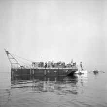 Salvage vessel with P16 wreck parts on  Lake Constance 1955.