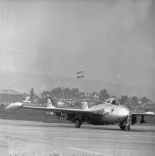 Fighter jet at military airport Dübendorf 1960.