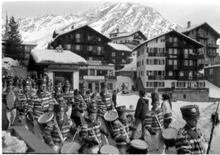 Fanfare band Mainzer Klepper Garde in Saas Fee 1971.