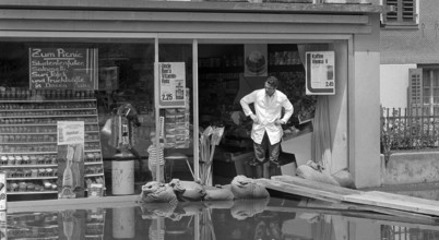 High water in Ennetbürgen after landslide 1970.