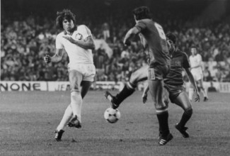 International match Spain - Switzerland 1982: Andy Egli, Alexanco.