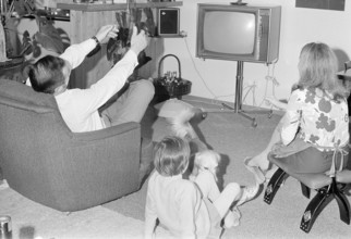 Family watching television, TV 1971.