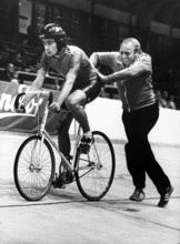 Stayer WC 1981: Max Hürzeler and coach Helbling.
