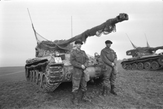 Soldiers standing vor AMX tanks 1967.