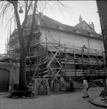 Geneva:  Auditoire de Calvin under renovation; 1953.