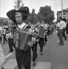 Procession at harmonica world festival in Lucerne, 1964.