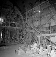 Geneva:  Auditoire de Calvin under renovation; 1953.