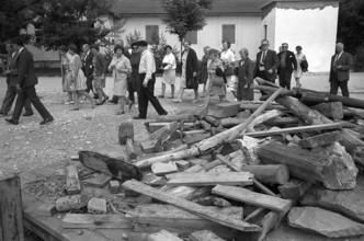 Attending a civil defence demonstration, 1968.