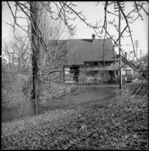 Modified river course because of rock slip in Erlinsbach; 1957.