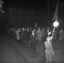Torchlight procession at the fair in Rheinfelden, 1959.