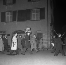 Torchlight procession at the fair in Rheinfelden, 1959.