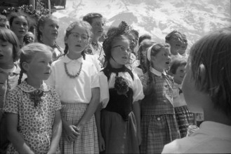 Festivities at opening of a new part of the Schilthornbahn, 1965.