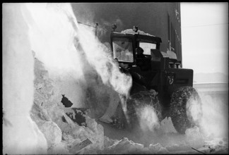 Snow is removed after avalanche in Davos; 1968.
