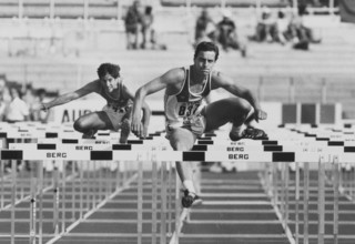 WC 1987 Rome, heat 110m hurdles: Carranza, Niederhaeuser.