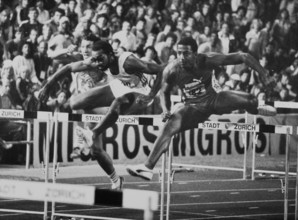 LCZ Meeting 1981, 110m hurdles: Nehemiah (R) runs world record in 12.93.