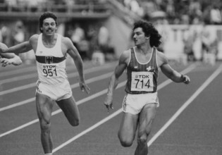 WC 1983 Helsinki, decathlon 100m: Juergen Hingsen, Stefan Niklaus.