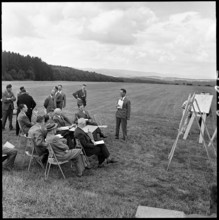 Members of Federal Council visiting area of future army traning-ground Bure-Fahy; 1961.