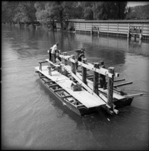 Preparations for widening of the Dalmazi bridge; 1957.