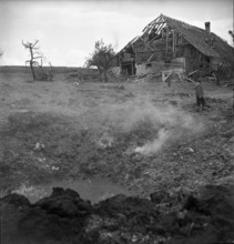 WW 2: bombing in Switzerland; bomb airdrop, dropping in Riggisberg, 1943.