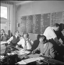 Brokers at the Zurich Stock Exchange, 1952.